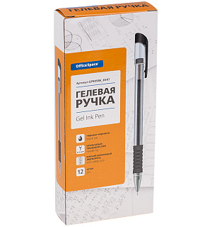 Ручка гелевая OfficeSpace черная, 0,5мм, грип, игольчатый стержень