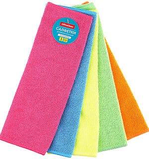 Салфетки для уборки OfficeClean "Универсальные", набор 5шт., микрофибра, 30*30см
