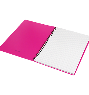 Тетрадь 60л. А4 клетка на гребне OfficeSpace "Neon", пластиковая обложка, розовая