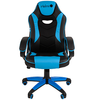 Кресло игровое Helmi HL-S16 "Pilot", экокожа, черная/синяя, механизм качания