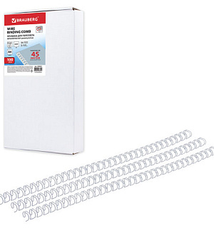 Пружины металлические для переплета, КОМПЛЕКТ 100 шт., 6,4 мм (для сшивания 2-45 л.), белые, BRAUBERG, 530822