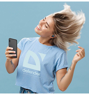 Наушники с микрофоном беспроводные Defender Twins 639, Bluetooth 5.0, TWS, powerbank 2000мАч, разъем Micro-USB, черный