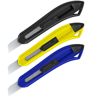 Нож канцелярский 18мм Berlingo "Razzor 100", push-lock, ассорти, европодвес