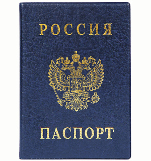 Обложка для паспорта ДПС, ПВХ, тиснение "Герб", синий