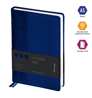 Ежедневник недатир. A5, 160л., кожзам, Berlingo "Vivella Prestige", синий