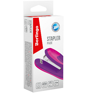 Степлер №10 Berlingo "Fuze" до 15л., 50 скоб, пластиковый корпус, фиолетовый