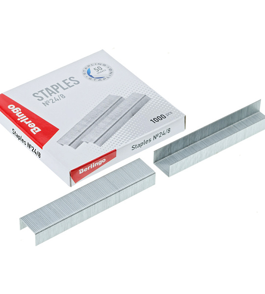 Скобы для степлера №24/8 Berlingo, оцинкованные, 1000шт.