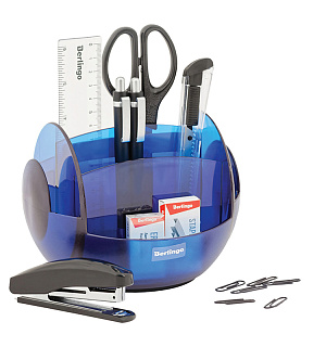 Настольный органайзер Berlingo "FR", 9 предметов, вращающийся, синий