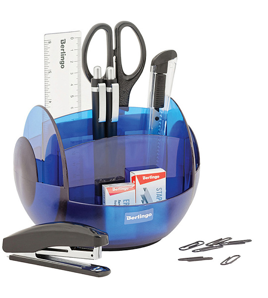 Настольный органайзер Berlingo "FR", 9 предметов, вращающийся, синий