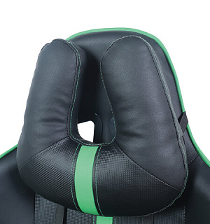 Кресло компьютерное BRABIX "GT Carbon GM-120", две подушки, экокожа, черное/зеленое, 531929