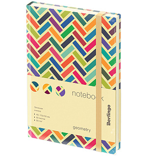 Записная книжка А6 80л., кожзам, Berlingo "Geometry", с рисунком