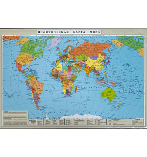 Коврик на стол Attache 38x58см Политическая карта мира черный  2129.1