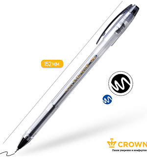Ручка гелевая Crown "Hi-Jell Needle" черная, 0,5мм, игольчатый стержень