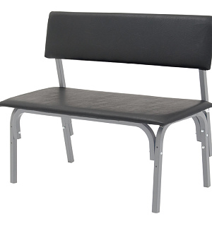 Банкетка со спинкой Астрид+ БМ 9, 980*450*415 (800) каркас серый RAL9006М, кожзам черный К-01