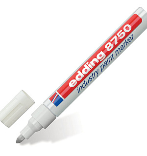 Маркер-краска лаковый (paint marker) EDDING "8750", БЕЛЫЙ, 2-4 мм, круглый наконечник, алюминиевый корпус, E-8750/49