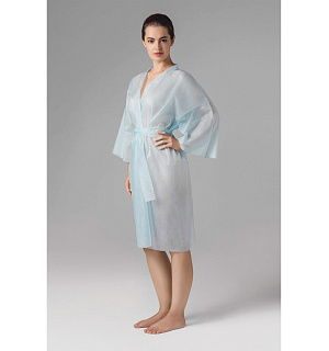 Халат-кимоно с рукавами нестерильный, голубой, ЧИСТОВЬЕ КОМПЛЕКТ 5 шт. СМС, 24 г/м2, 02-190