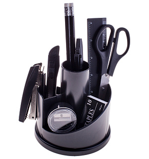 Настольный органайзер OfficeSpace "Русские горки", 12 предметов, вращающийся, черный