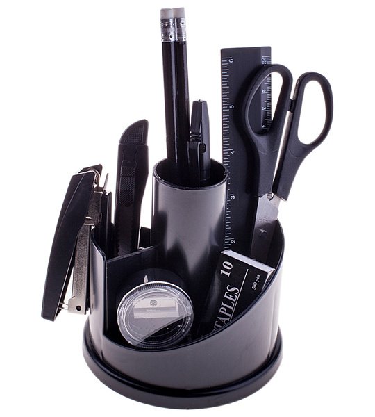 Настольный органайзер OfficeSpace "Русские горки", 12 предметов, вращающийся, черный