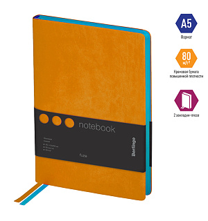 Записная книжка А5 80л., кожзам, Berlingo "Fuze", цветной срез, оранжевый