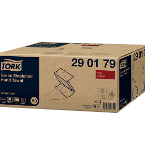 Полотенца бумажные лист. Tork "Advanced"(ZZ-сл)(Н3), 2-слойные, 250л/пач, 23*24,8см, зеленые