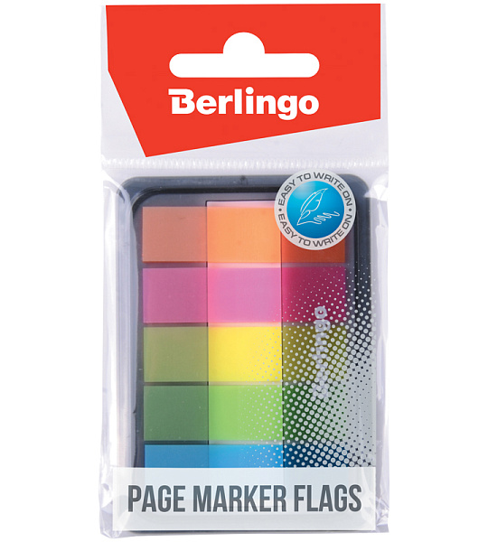 Флажки-закладки Berlingo, 45*12мм, 20л*5 неоновых цветов, в диспенсере