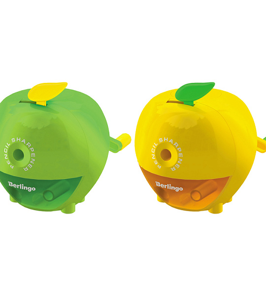 Точилка механическая Berlingo "Яблоко", цвета в асс., пласт. копус, инд. упаковка