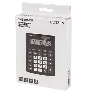 Калькулятор настольный CITIZEN BUSINESS LINE CMB801BK, МАЛЫЙ (137x102 мм), 8 разрядов, двойное питание