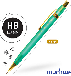 Карандаш механический MunHwa "MP Gold Trima" 0,5мм, с ластиком, корпус ассорти