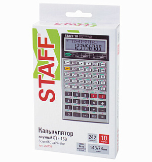Калькулятор инженерный двухстрочный STAFF STF-169 (143х78 мм), 242 функции, 10+2 разрядов, 250138