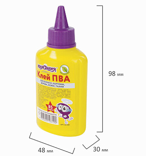 Клей ПВА ЮНЛАНДИЯ (бумага, картон, дерево), 85 г, 227381