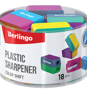 Точилка пластиковая Berlingo "ColorShift" 2 отверстия, контейнер, ассорти, туба
