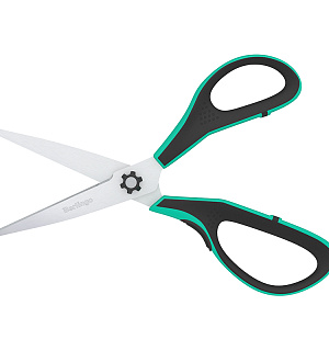 Ножницы Berlingo "Easycut 350", 18см, бирюзовые, эргономичные ручки, мягкие вставки, европодвес