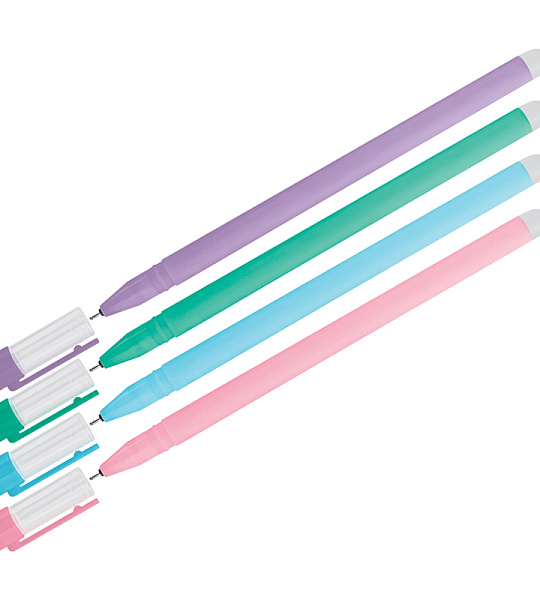 Ручка гелевая стираемая OfficeSpace "Soda" синяя, 0,5м, антискол. корпус ассорти