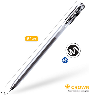 Ручка гелевая Crown "Multi Jell" черная, 0,4мм, игольчатый стержень