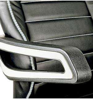 Кресло игровое Helmi HL-S03 "Drift", экокожа черная, вставка ткань серая