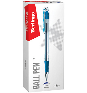 Ручка шариковая Berlingo "I-10" синяя, 0,4мм, грип