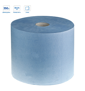 Протирочная бумага в рулонах OfficeClean Professional (W1) 2-слойная, 350м/рул, 24*30см, синяя люкс