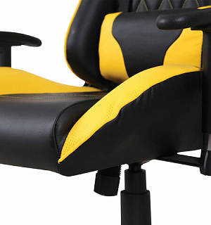 Кресло компьютерное BRABIX "GT Master GM-110", две подушки, экокожа, черное/желтое, 531927