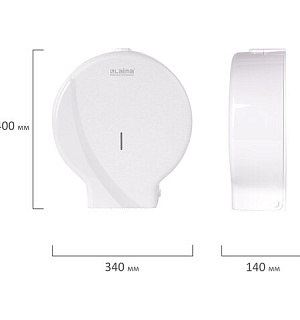 Диспенсер для туалетной бумаги LAIMA PROFESSIONAL ORIGINAL (Система T1), БОЛЬШОЙ, белый, ABS-пластик, 605768
