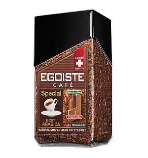 Кофе молотый в растворимом EGOISTE "Special", натуральный, 100 г, 100% арабика, стеклянная банка, 8606