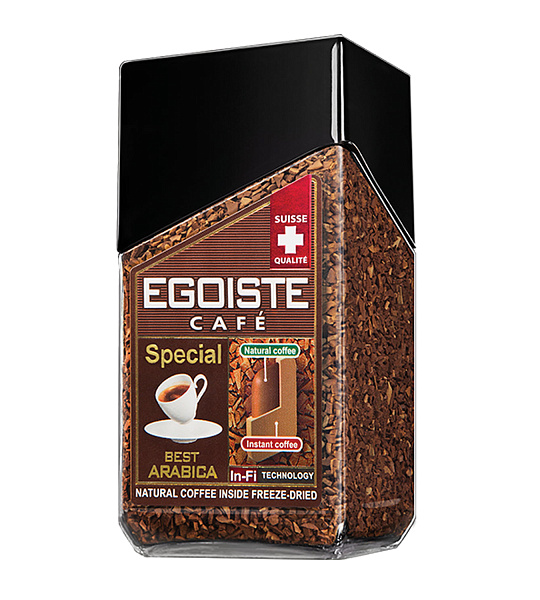 Кофе молотый в растворимом EGOISTE "Special", натуральный, 100 г, 100% арабика, стеклянная банка, 8606