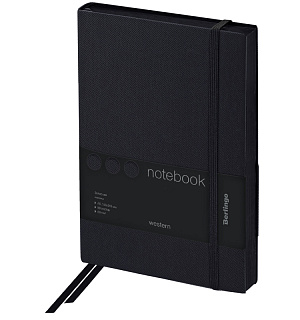 Записная книжка А5 80л., кожзам, Berlingo "Western", черный срез, с резинкой, черный