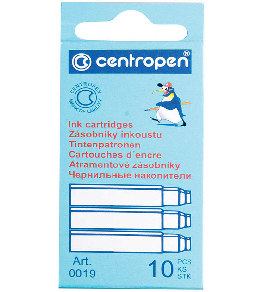 Картриджи чернильные Centropen синие, 10шт., картонная коробка, европодвес