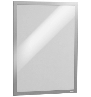 Комплект рамок самоклеящихся магнитных информационных 2шт. Durable "Duraframe" А4, серебристый металлик