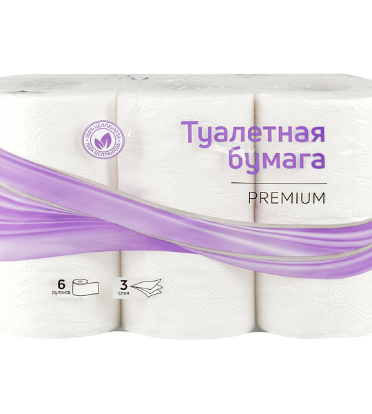 Бумага туалетная OfficeClean, 3-слойная, 6шт., 17м/рул., тиснение, белая