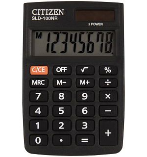 Калькулятор карманный Citizen SLD-100NR, 8 разрядов, двойное питание, 58*88*10мм, черный