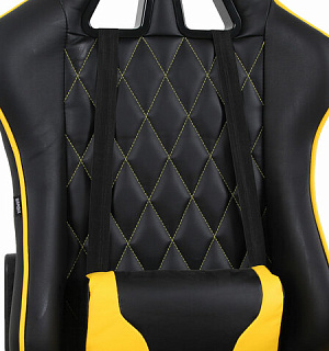 Кресло компьютерное BRABIX "GT Master GM-110", две подушки, экокожа, черное/желтое, 531927