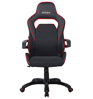 Кресло компьютерное BRABIX "Nitro GM-001", ткань, экокожа, черное, вставки красные, 531816