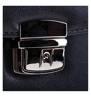 Портфель OfficeSpace "Planeta", кожзам, черный, 3 отделения, метал. замок