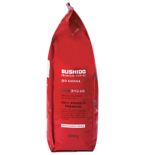 Кофе в зернах BUSHIDO "Red Katana", натуральный, 1000 г, 100% арабика, вакуумная упаковка, BU10004007